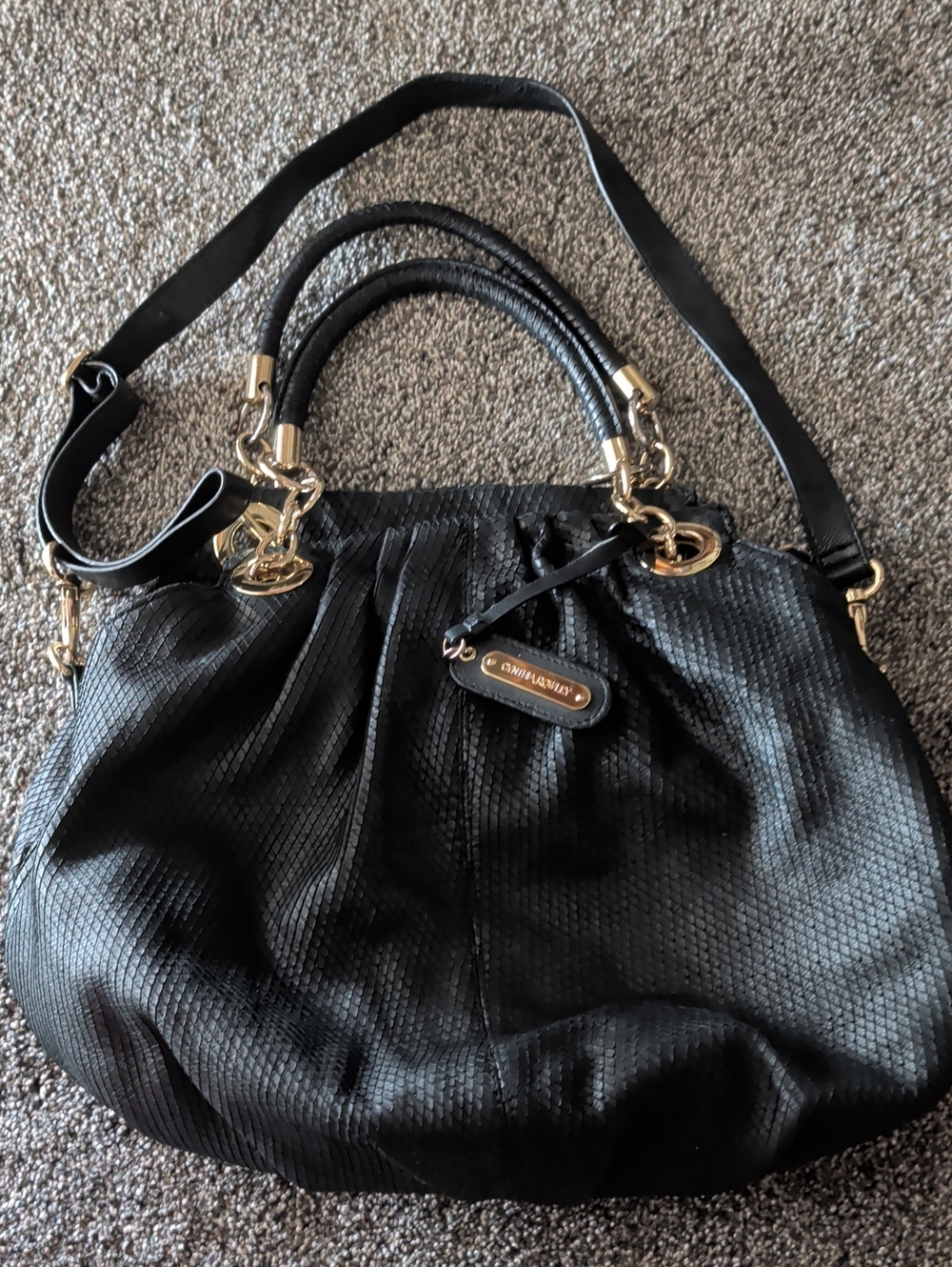 Cynthia Rowley Black Shoulder Satchel with Gold Hardware